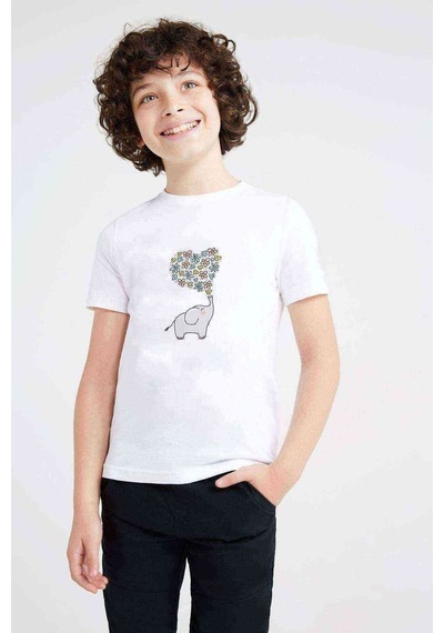 Tshirthane Kawaii Baby Elephants 2 Baskılı Unisex Çocuk Beyaz T-Shirt