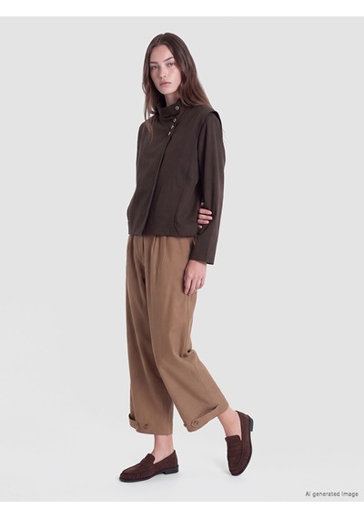 Lcw Modest Kahverengi Dik Yaka Oversize Kadın Yağmurluk