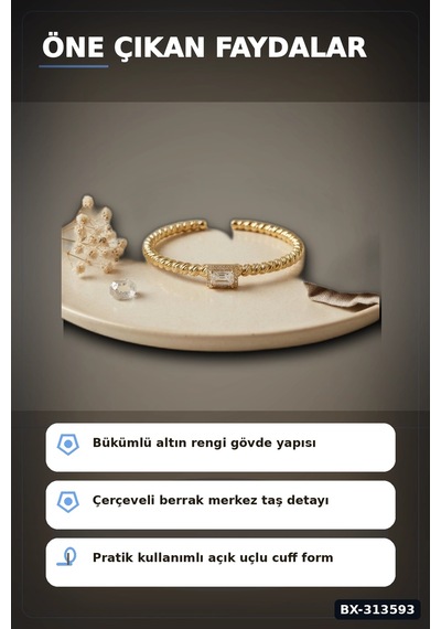 Bay Kare Kesim Zirkon Taşlı Kaplama Pirinç Bileklik - Kadın Takı Aksesuarı Bx-313593 Najmaddin Standart