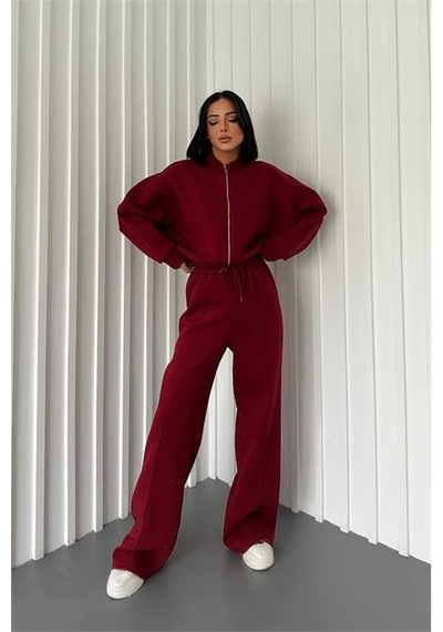 Dip Moda Kadın Pamuklu Kışlık Sweat Pantlon Eşofman Takımı Dpgts018 Bordo