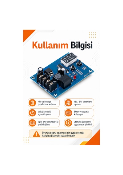 Hcw-m632 Akıllı Şarj Kontrol Devresi 12v 24v Jel Akü Lityum Batarya Uyumlu