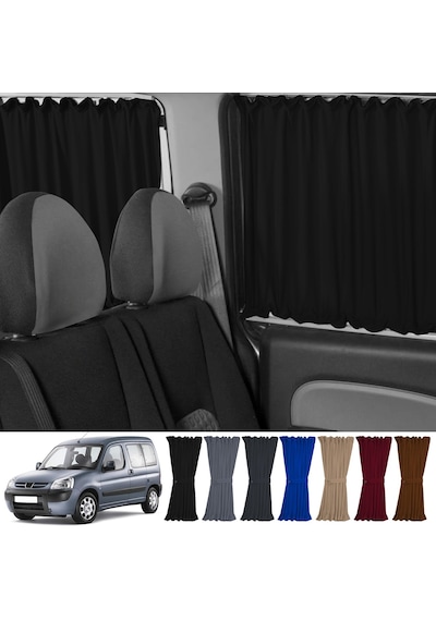 Pandami Peugeot Partner 1996-2008 Uyumlu Siyah Raylı Oto Perde Takımı