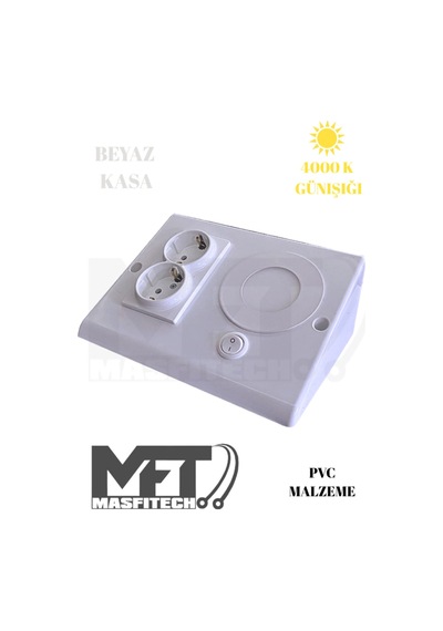 Masfitech Tezgah Altı Prizli Led Aydınlatma 3w 4000k Günışığı Beyaz