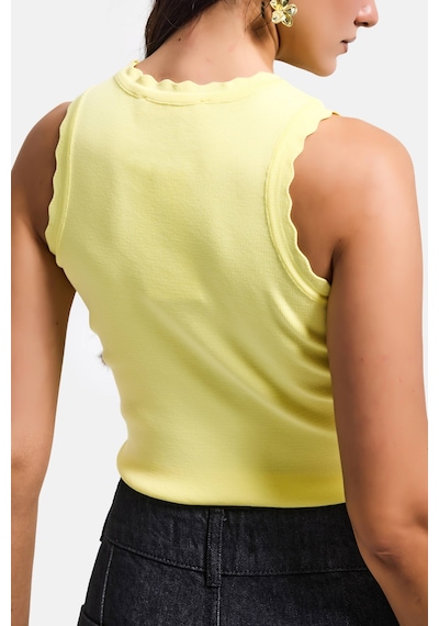 Kadın Sarı S6-108 Crop İnce Yazlık Triko Body