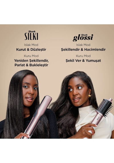 Shark Glam 5 Başlıklı Düz,dalgalı Ve Bukleli Çok Amaçlı Saç Şekillendirici - Pembe