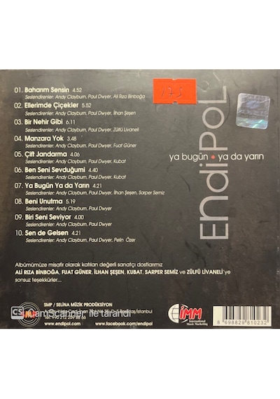Plak Değildir Cd Dir Cd Endi Pol Ya Bugün Ya Da Yarın Cd