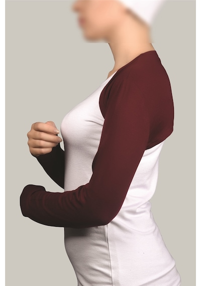 Altobeh Uzun Kollu Kadın Tesettür İçe Giyilen Bolero - Bordo Çok Renkli