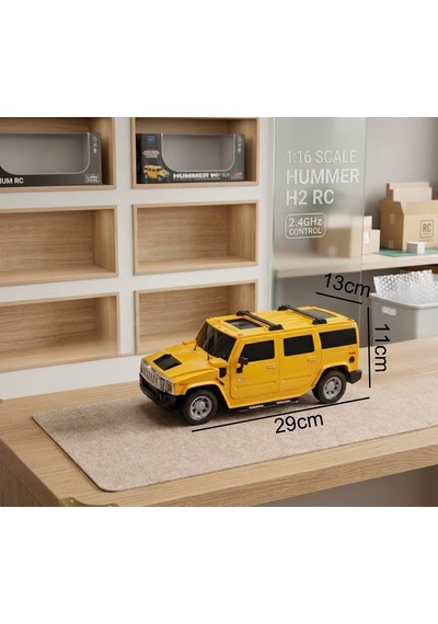 Uzaktan Kumandalı 7 Fonksiyonlu Işıklı Tepe Lambalı 1:16 Ölçek Hummer Suv Oyuncak Arazi Arabası Sarı
