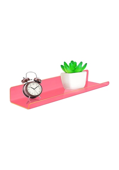 Pleksi Duvar Raf Neon Pembe, 40cm X 10cm Diğer