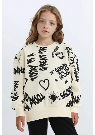 DeFacto Kız Çocuk 2'li Takım Desenli Kalın Bisiklet Yaka Sweatshirt Beli Lastikli Eşofman Altı D4871A824WNER103 Ekru DeFacto Kız Çocuk 2'li Takım Desenli Kalın Bisiklet Yaka Sweatshirt Beli Lastikli Eşofman Altı D4871A824WNER103 Ekru