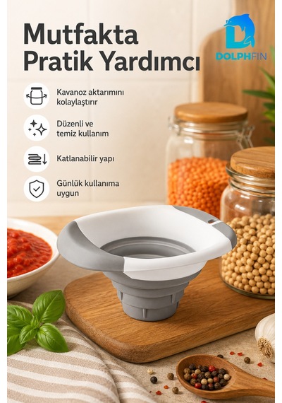 Geniş Ağızlı Katlanabilir Kavanoz Hunisi Mutfak Doldurma Ve Aktarma Hunisi