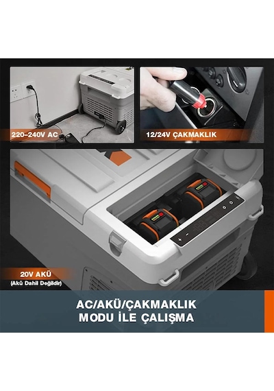 Worx Wx876.9 12/24/220volt 22litre Kompresörlü Oto Buzdolabı Akü Dahil Değildir