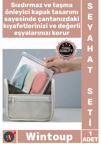 Kit Uçak Uyumlu Sızdırmaz Kozmetik Dolum Şişesi Pratik Seyahat Tipi Bakım Ürünleri Düzenleyici Set