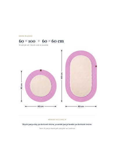Banyo Paspası Takımı 60x100+60x60 Cm Düz Bej & Pembe