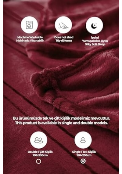 Mayer Supersoft Yumuşak Tek Kişilik Battaniye 150x230 Cm Kırmızı Açık Bej