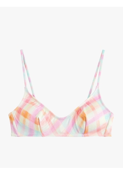 Koton Koton X Sibil Çetinkaya - Parıltılı Ekose Bralet Bikini Üstü Pembe Ekose 6sak10266mm Pembe Ekoseli