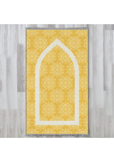 Evaşk Namazlık Dokuma Halı Kaymaz Muslumana Seccade80 x 130 SARI EVAŞK608B80