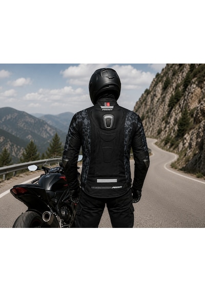 Prosev Ce2140 Motosiklet Montu 4 Mevsim Hörgüçlü Maxdura 600-d Dayanıklı Kumaş Deri Motorcu Mont Camo Çok Renkli