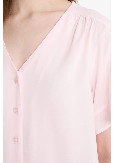 Defacto Regular Fit V Yaka Kısa Kollu Gömlek F6086ax25smpn436 Pembe