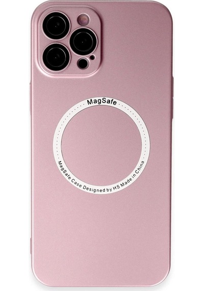 Apple iPhone Uyumlu 12 Pro Kılıf Jack Magneticsafe Lens Silikon - Rose Gold Diğer
