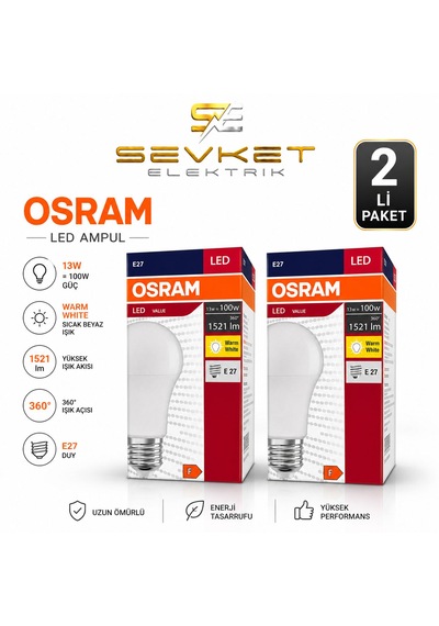Osram Led Value 2'li Paket 13w 100w Led Ampul Günışığı E27 Normal Duylu 2 Adet
