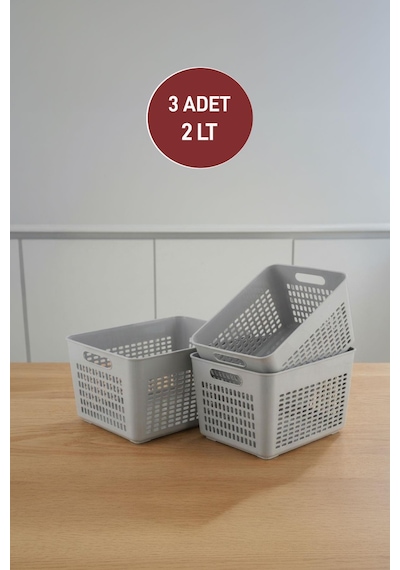 Lavin 3 Adet Küçük Boy Mutfak Banyo Ve Dolap İçi Düzenleyici Açık Gri