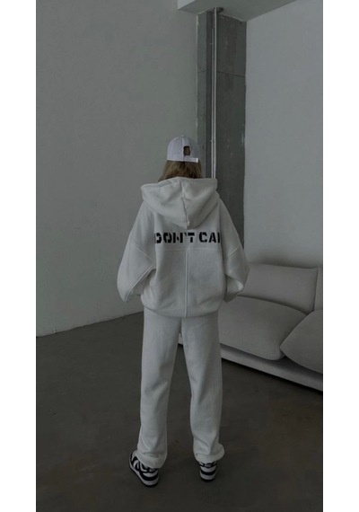 Efnaz Style Nakış İşlemeli Üç İplik Sweat Takım- Beyaz
