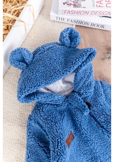 Babymod Kapüşonlu Kendinden Eldivenli Welsoft Kışlık Kız/erkek Bebek Tulum mavi