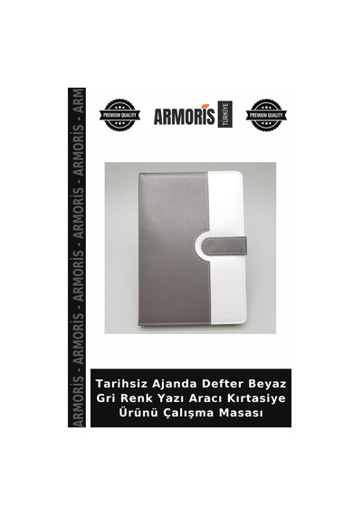 Tarihsiz Ajanda Defter Beyaz Gri Renk Yazı Aracı Kırtasiye Ürünü Çalışma Masası Çok Renkli