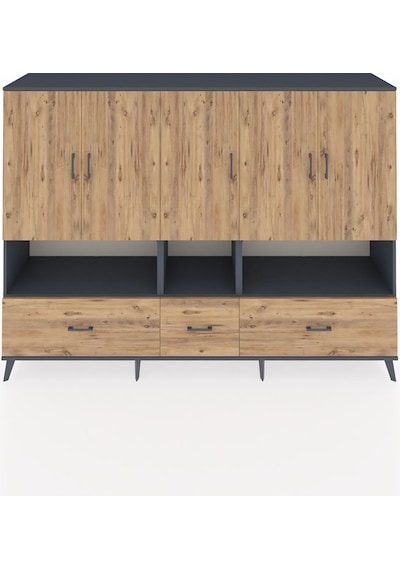 Hyperion Dolap 12 Raflı 3 Çekmeceli 5 Kapaklı 220x44x163 Antrasit Antrasit-çam Hyperion Dolap 12 Raflı 3 Çekmeceli 5 Kapaklı 220x44x163 Antrasit Antrasit-çam