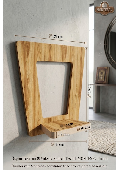Ahşap Dekoratif Duvar Rafı 2 Li / 3 Lü Set Mtsv - 541 Kahverengi