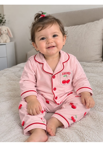Güneş Kids Kız Bebek Pijama Takımı Açık Pembe