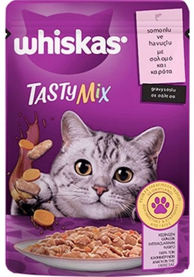 Whiskas Tastymix Somon & Havuçlu Yetişkin Kedi Maması 12 x 85 G