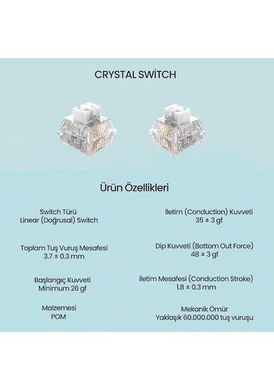 Aula Leobog Crystal Lineer Mekanik Switch 100 Adet