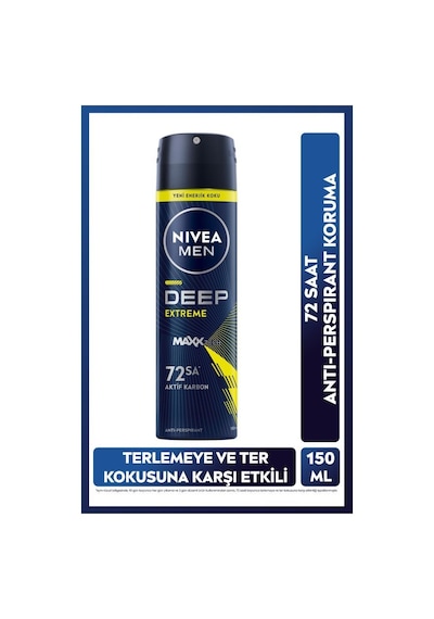 Nivea Men Deep Extreme Maxxtech 72 Saat Erkek Sprey Deodorant 150 ML