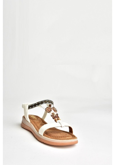 Fox Shoes U258615209 Beyaz Kadın Sandalet Beyaz-suni Deri Beyaz