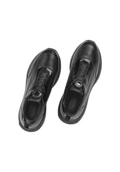 Erkek Siyah Açma Deri Sneaker