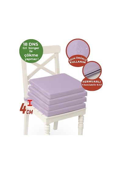 Xpermate 4'lü Sandalye Minderi Su İtici Kumaş 40 x 40 CM Lila
