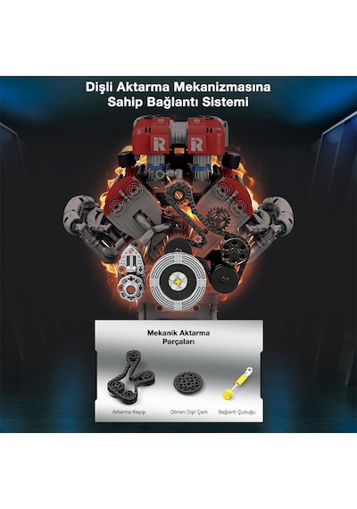 Reobrix Technic 33015 F1 Motor Engine Motorlu Yaratıcı Yapı Blok Seti Building Blocks- 1101 Parça