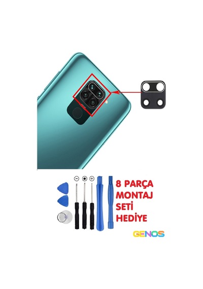 Xiaomi Redmi Note 9 Pro Kamera Camı Arka Kamera Lensi + Montaj Set