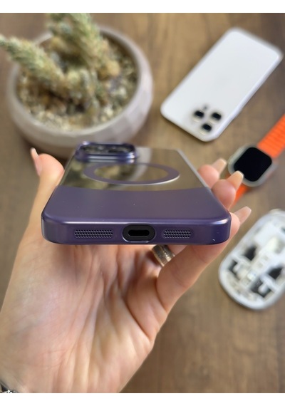 Apple iPhone 16 Pro Max Magsafe Uyumlu Mika Sararmaz Kılıf Soocase720 Mor