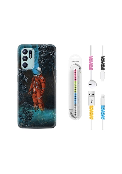 Oppo Reno6 Kılıf Kablo Koruyuculu Astronot Smoke 1769