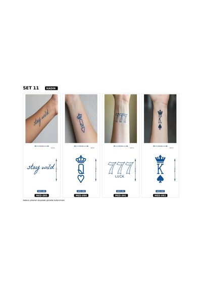 Minimal 5 Cm Yarı Kalıcı Geçici Dövme 4 Adet Birden Aylık Mini Set 12