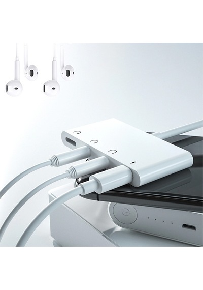 Ally Apple Uyumlu iPhone 11-11 Pro-XS-XR-7-8 4 In 1 OTG Ses Adaptörü Çift DC