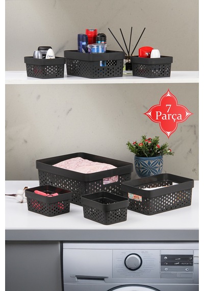 7 Parça Çok Amaçlı Düzenleyici Penta Sepet Gri