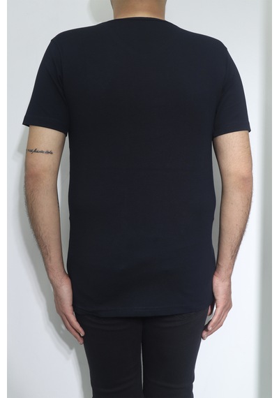 Santa Dmctekstil Erkek Düz Spor Kesim Dar Kalıp V-yaka T-shirt Lacivert