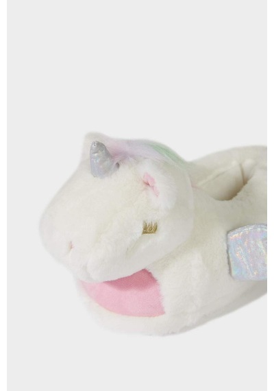 Defacto Kız Çocuk Unicorn Temalı Düz Taban Terlik F1943a825wnwt34 Beyaz-wt34
