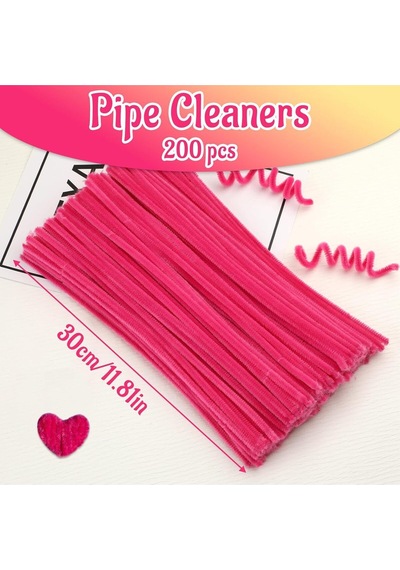 Fuşya Renkli 50 Adet Şönil, Tüylü Tel, Eğitici Şönil Seti, 30 Cm, Peluş Tel