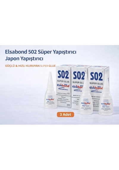 Elsabond 502 Süper Yapıştırıcı Japon Yapıştırıcı 20g Güçlü Hızlı Kuruyan Super Glue 3 Adet