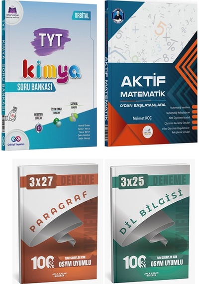 Orbital + Aktif 2026 Tyt Kimya Ve 0 Dan Matematik + Paragraf Dil Bilgisi Deneme 4 Lü Set